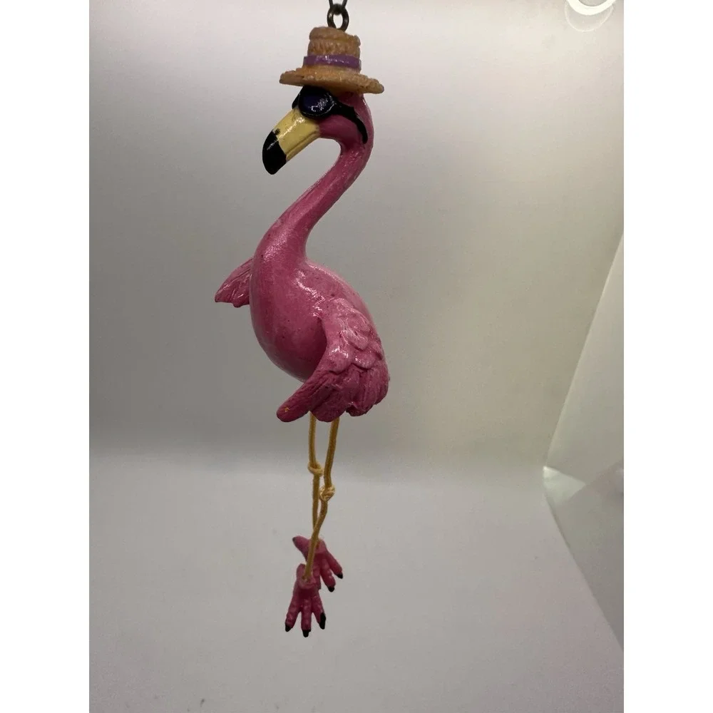 Flamingo Ornament with‎ Straw Hat & Sunglasses Tropical Beach Christmas Decor